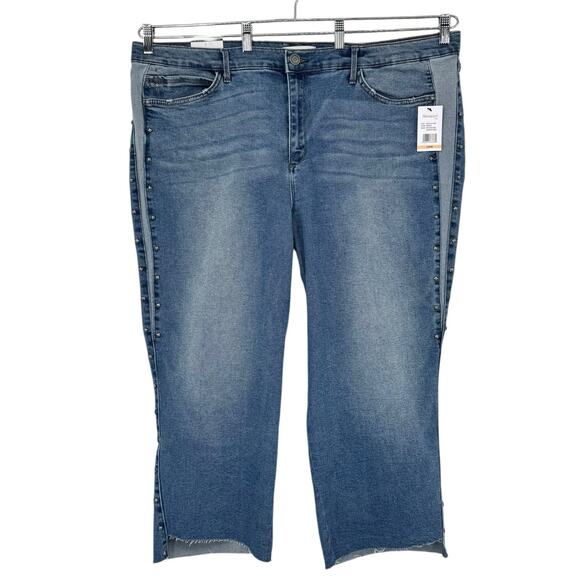 NWT Skinnygirl Plus Sydney Two-Tone Studded Cropped Straight Jean Size 24W 3X - Picture 4 of 16